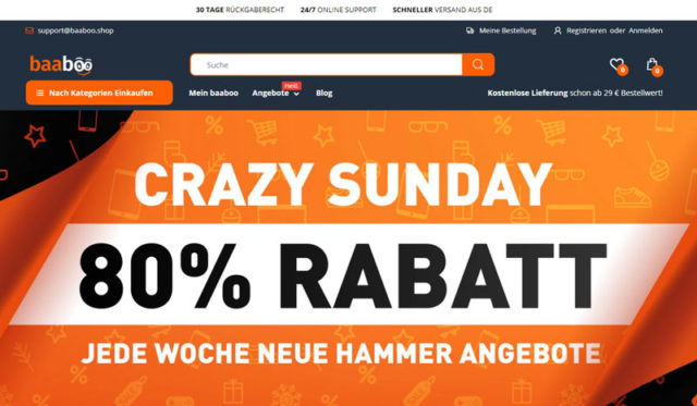 BAABOO SHOP – Seriöser Marktplatz? Check 2019 Baaboo.Shop mit Crazy Sunday Rabatt
